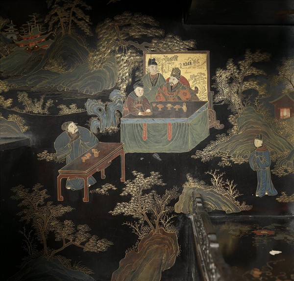 紫檀山水人物紋亮格櫃 （一對）