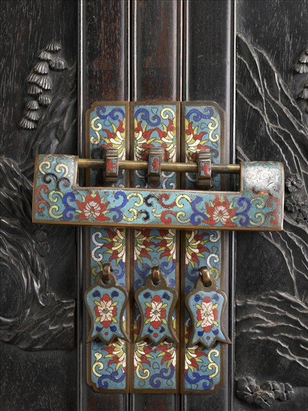 紫檀山水人物紋亮格櫃 （一對）