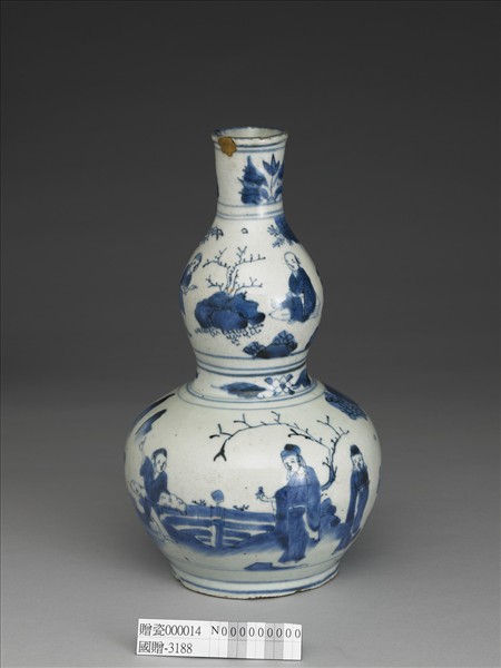青花山水人物葫蘆瓶