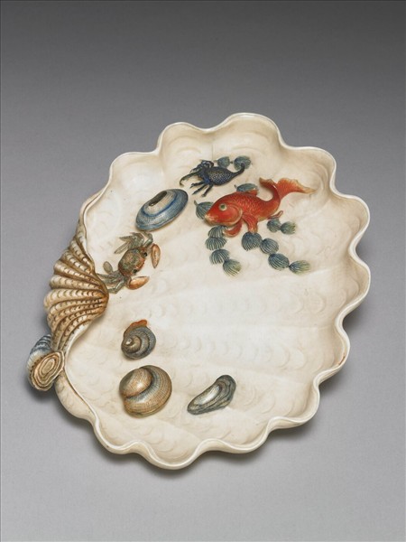 象牙雕水族蚌式盤