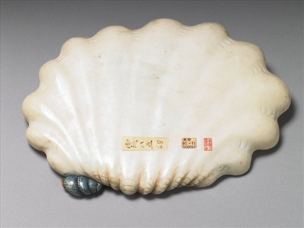 象牙雕水族蚌式盤