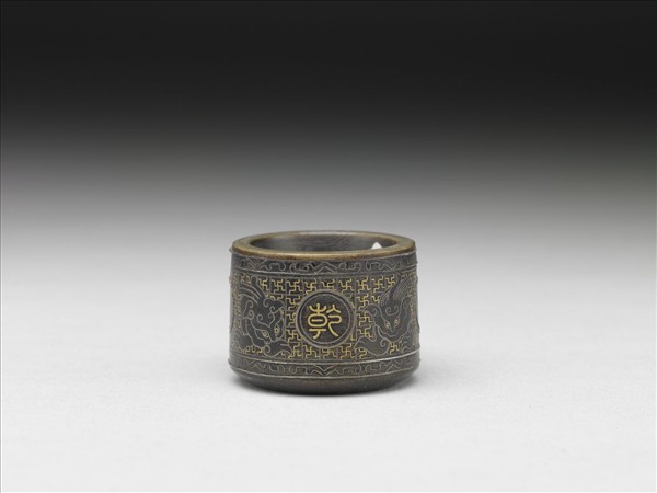 犀角嵌金銀絲扳指