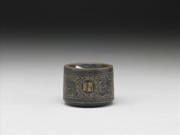 犀角嵌金銀絲扳指