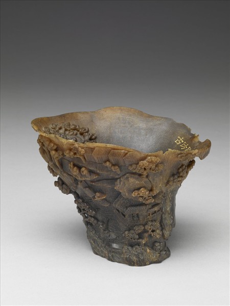 犀角雕蓬瀛仙侶杯