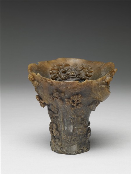 犀角雕蓬瀛仙侶杯