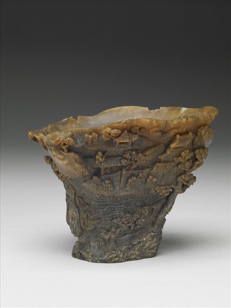 犀角雕蓬瀛仙侶杯