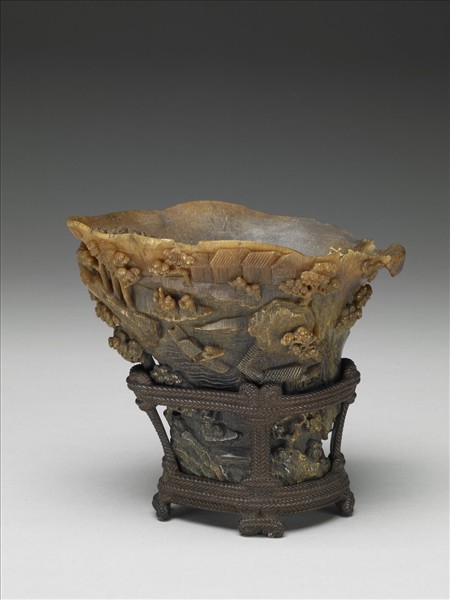 犀角雕蓬瀛仙侶杯