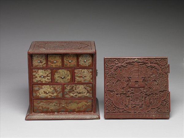 剔紅人物帶屜匣