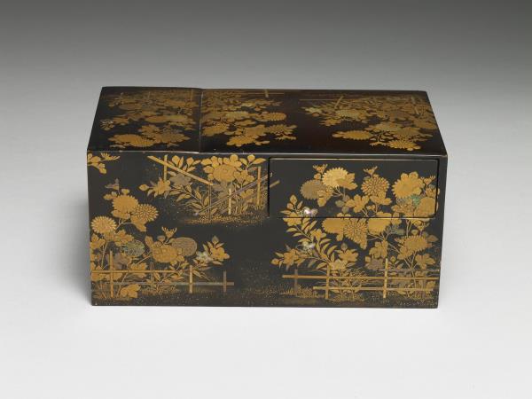 蒔繪菊籬螺鈿三層屜盒