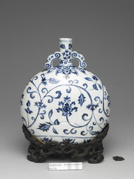 青花番蓮紋扁壺