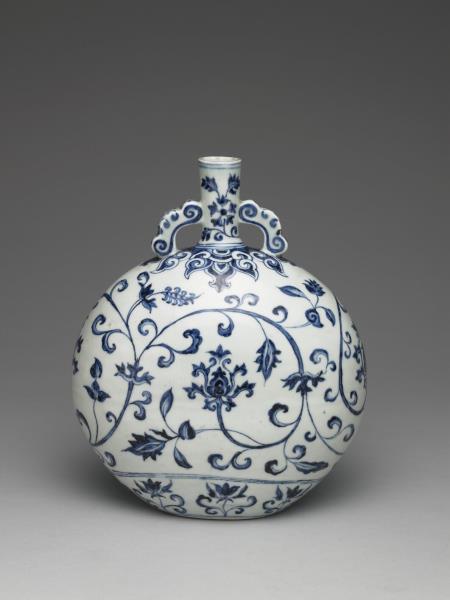 青花番蓮紋扁壺