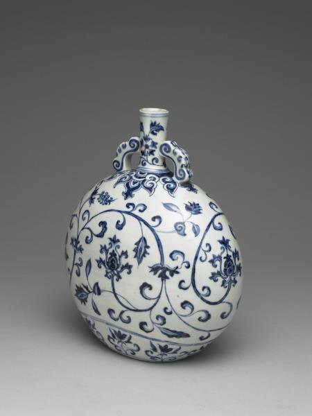 青花番蓮紋扁壺