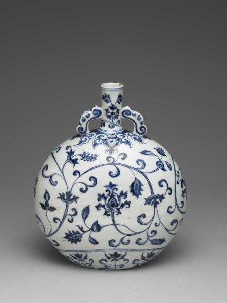 青花番蓮紋扁壺