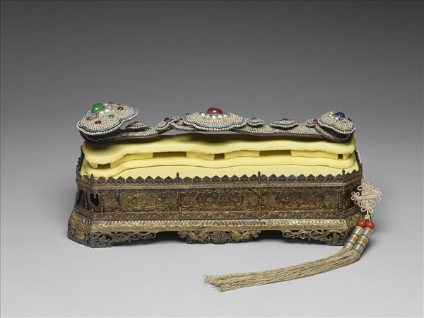 銀鑲珠寶靈芝如意