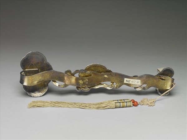 銀鑲珠寶靈芝如意