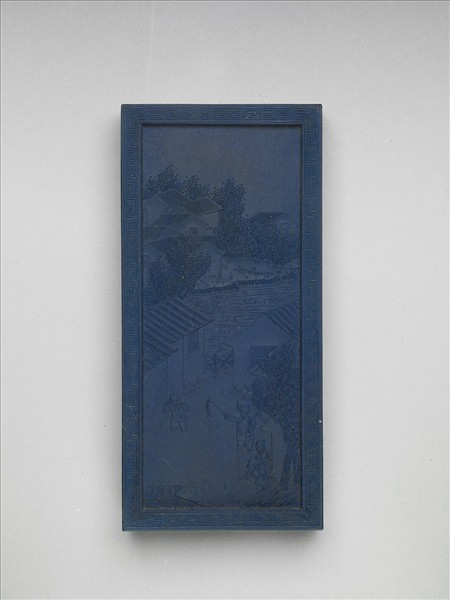 Blue inkstick with imperial poem of the celebration of eternal spring "Volume of Wanhu Chunsheng" by Unknown artist