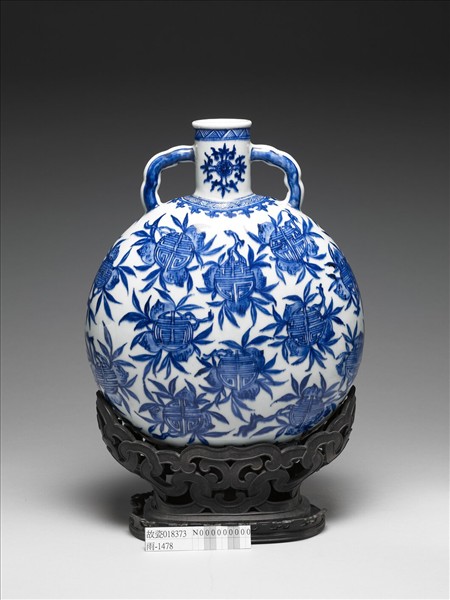 青花壽字紋扁瓶