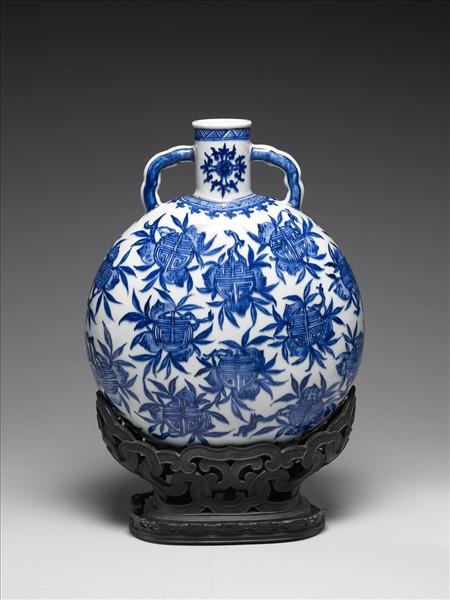 青花壽字紋扁瓶