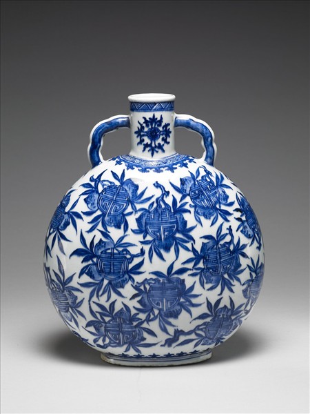 青花壽字紋扁瓶