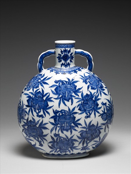 青花壽字紋扁瓶