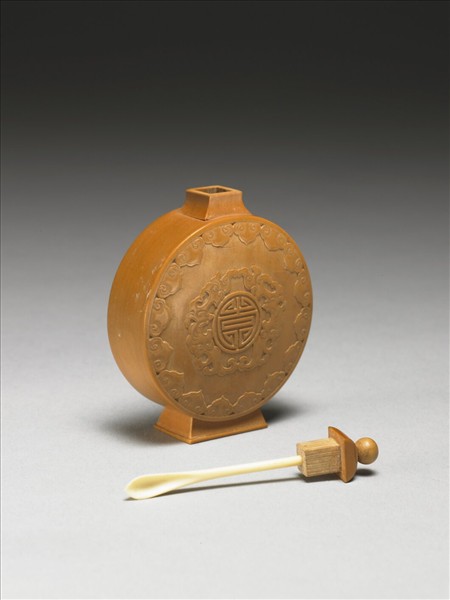 竹黃福壽如意鼻煙壺