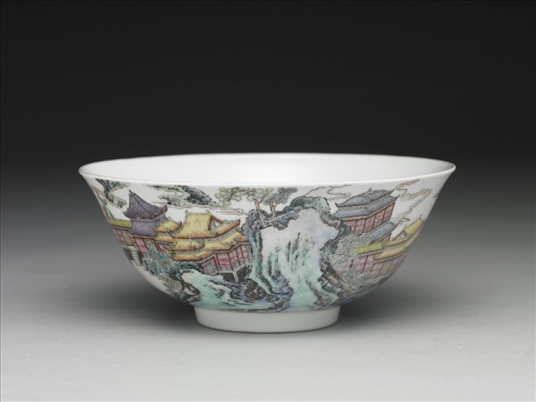 琺瑯彩山水樓閣碗
