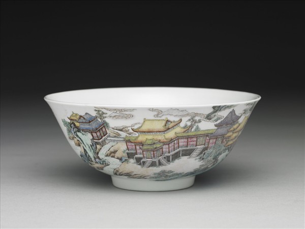 琺瑯彩山水樓閣碗