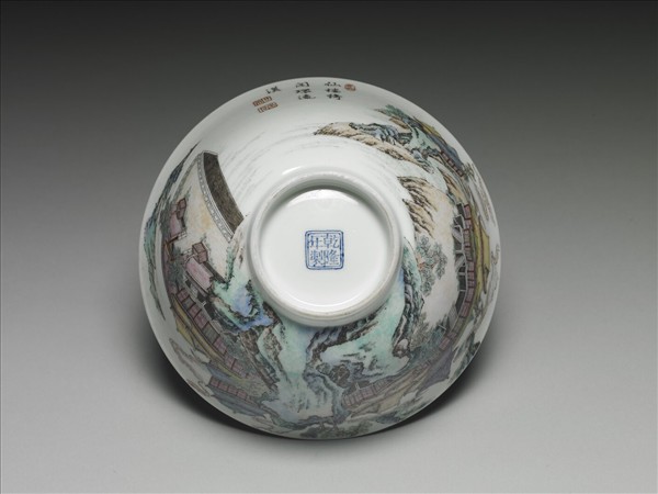 琺瑯彩山水樓閣碗