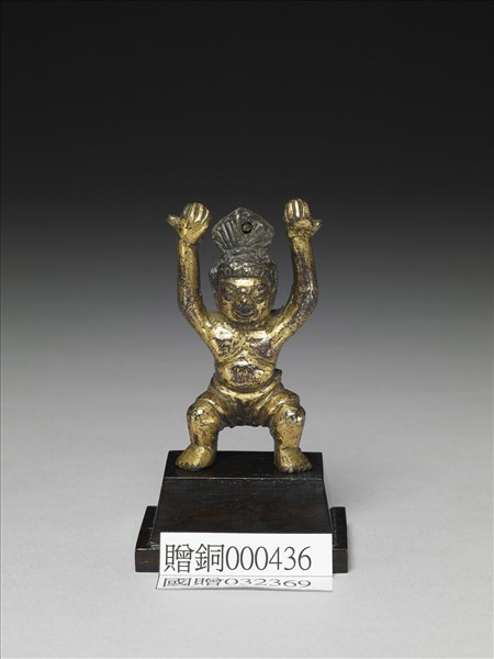 中國 五~六世紀或更晚 銅鎏金力士像