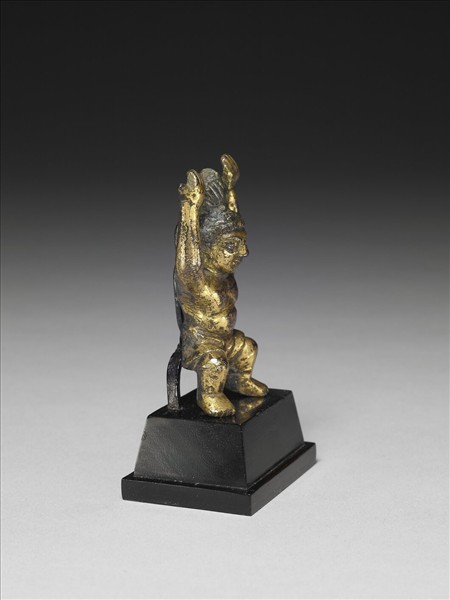 中國 五~六世紀或更晚 銅鎏金力士像