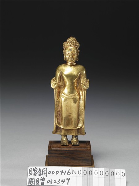 泰國 墮羅鉢底 八世紀風格 模押金片釋迦佛立像