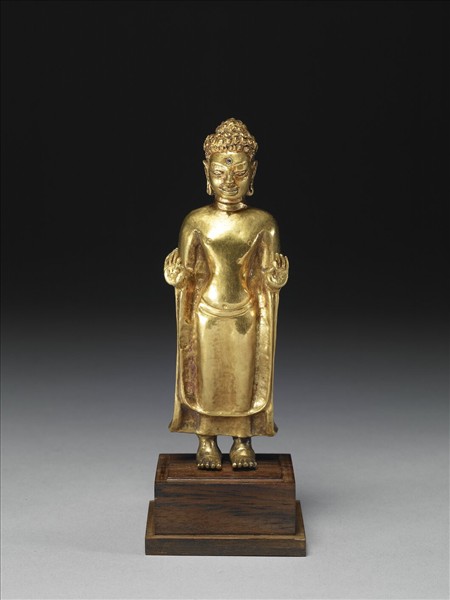 泰國 墮羅鉢底 八世紀風格 模押金片釋迦佛立像