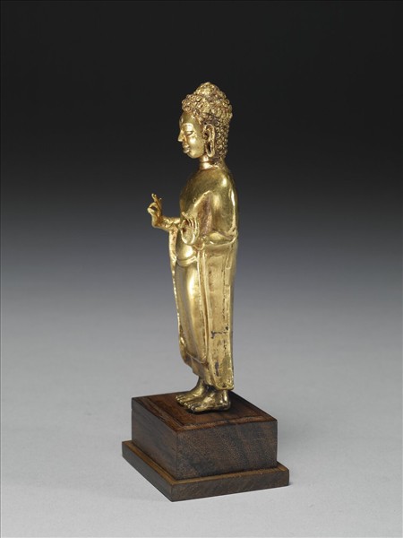 泰國 墮羅鉢底 八世紀風格 模押金片釋迦佛立像