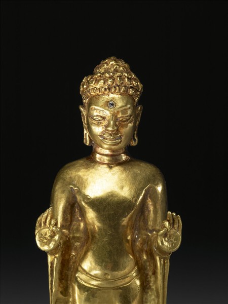 泰國 墮羅鉢底 八世紀風格 模押金片釋迦佛立像