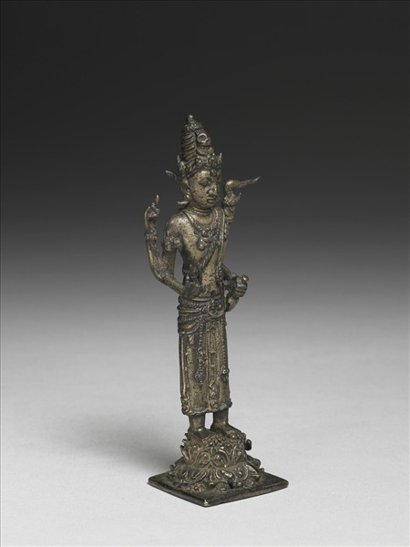 爪哇 室利佛逝 十二世紀風格 銀鎏金濕婆神立像