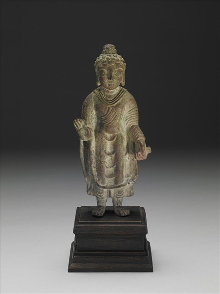 巴基斯坦 斯瓦特 八世紀  銅鎏金佛立像