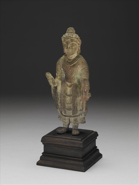 巴基斯坦 斯瓦特 八世紀  銅鎏金佛立像