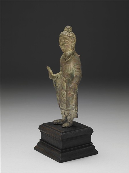 巴基斯坦 斯瓦特 八世紀  銅鎏金佛立像