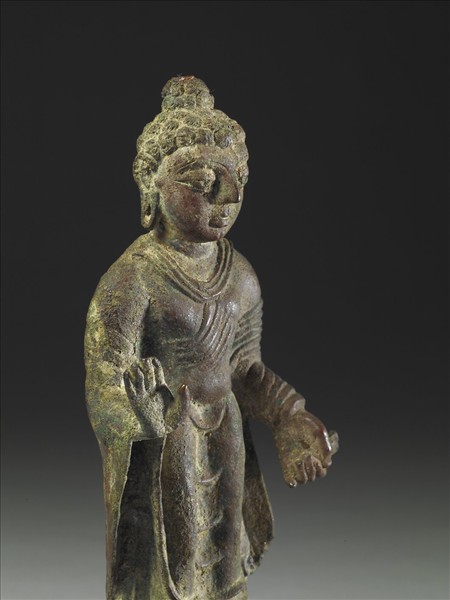 巴基斯坦 斯瓦特 八世紀  銅鎏金佛立像