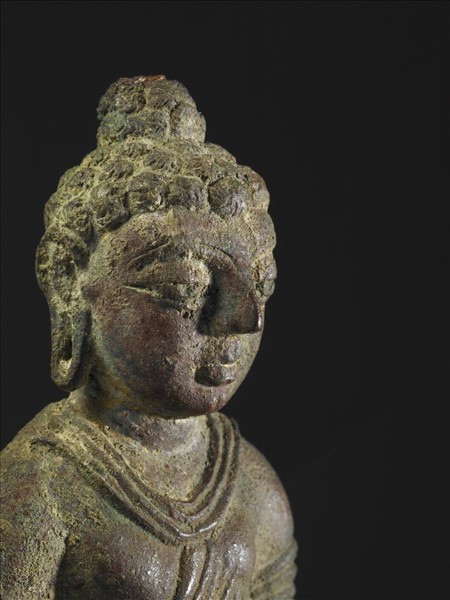 巴基斯坦 斯瓦特 八世紀  銅鎏金佛立像