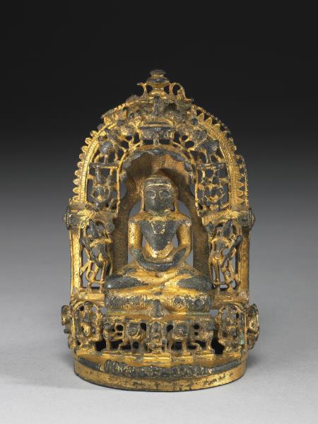 西印度 古加拉特 十~十二世紀 銅鎏金耆那教主巴濕伐那陀神龕