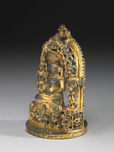 西印度 古加拉特 十~十二世紀 銅鎏金耆那教主巴濕伐那陀神龕