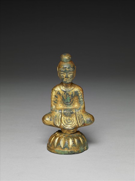中國北魏四－五世紀銅鎏金佛坐像