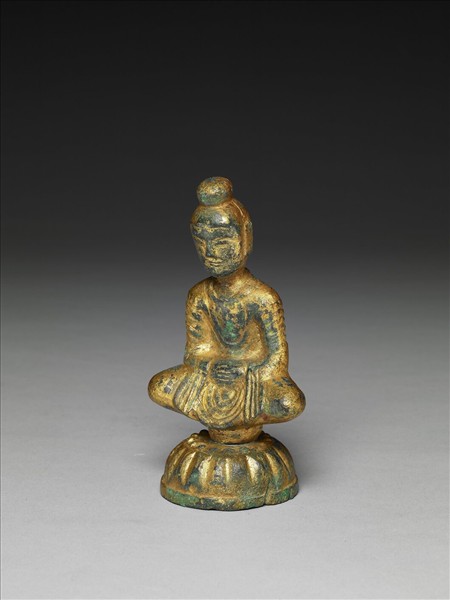 中國北魏四－五世紀銅鎏金佛坐像