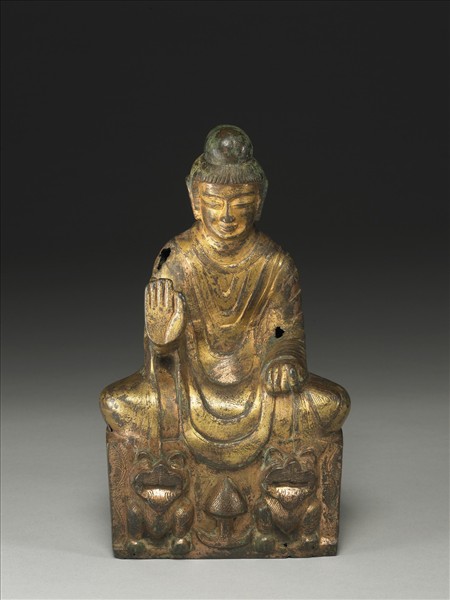 銅鎏金佛坐像