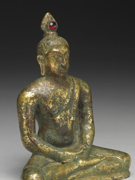 銅鎏金釋迦佛坐像