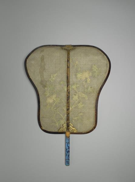 嵌骨花卉象牙蓆扇