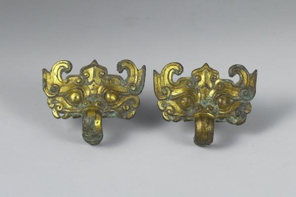 銅鎏金獸面紋鋪首（一對）