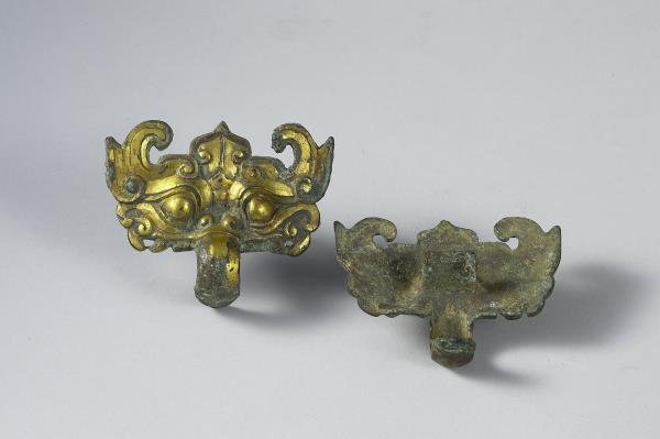 銅鎏金獸面紋鋪首（一對）