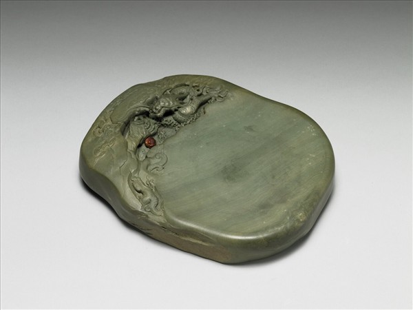 松花石蒼龍教子硯